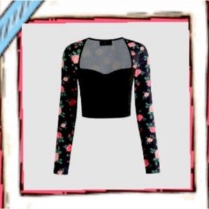 [#1022] CIDER | Flower Shop Long Sleeve Blouse | Black | XL | NWT